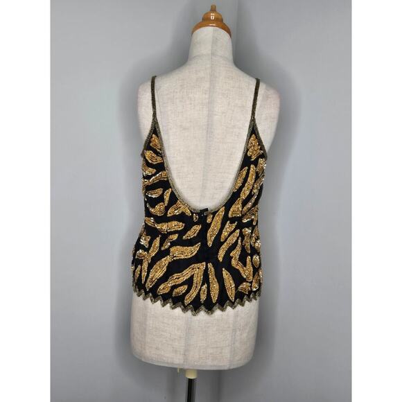 Vintage MARK & JOHN by Gopal Hand Beaded Sequin Sleeveless Evening Top sz M - Picture 2 of 8